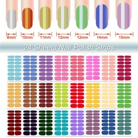 DANNEASY 24 Sheets Nail Polish Strips Full Nail Wraps Gel Nail Strips Self Adhesive Nail Polish Stickers for Women Girl Nail Art 6 Color Design with 1pc Nail File, Cuticle Stick