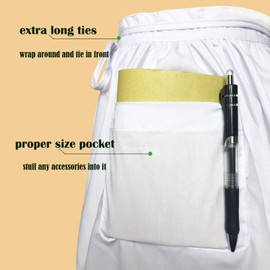 Cityelf Vintage Adjustable Ruffle White Apron Maid Costume Victorian Style 50’s Dress Apron with Long Ties and Pockets