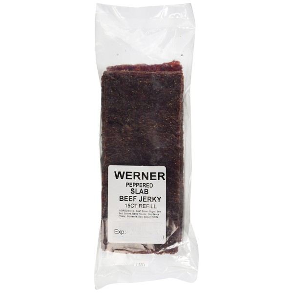 Werner Peppered Beef Jerky Slab – 15 Count Giant Sheets of Beef Jerky – Made in the USA