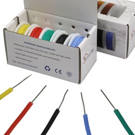 Striveday 24 AWG Silicone Wire Kit (6 Colors, 26.2ft Each) - Tinned Copper, 300V, Ultra-Flexible for Electronics, RC, Arduino, LED Projects