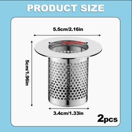 KDDULQ 2 Pcs Drain Strainer, Stainless Steel Drain Strainer, Sink Trash Filter, Toilet Floor Drain, Sink Strainer, for Kitchen Bathroom Bathroom Balcony Floor Drain.