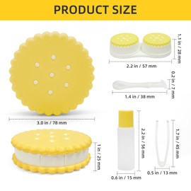 UpaClaire Contact Lens Case Travel Pack Portable Contacts Case Round Biscuit Organizer with Tweezers Removal Tool (Yellow)
