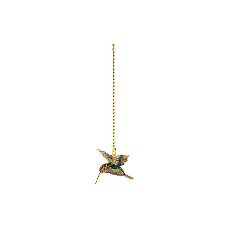 Value Arts Handmade Red Head Cloisonne Hummingbird Fan Pull