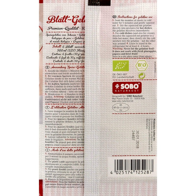 Sobo Organic Leaf Gelatin (Pack of 6)