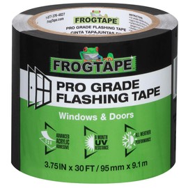 FROGTAPE Pro Grade Flashing Tape for Windows & Doors - All Weather & UV Resistant Flashing Tape with Advanced Acrylic Adhesive - 10 mils - 3.75 Inch Width - 30 Foot Roll - Black