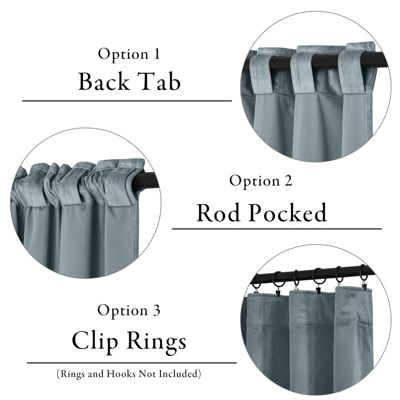 KGORGE Stone Blue Velvet Curtains 96 inches 2 Panels, Velvet