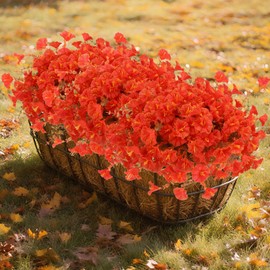 Geegoods Artificial Fall Flowers for Outdoors, 16 Bundles Morning Glory Faux Flowers with Eucalyptus, UV Resistant Fake Flowers Plants for Fall Porch Patio Yard Front Door Planter Boxes