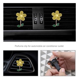 VGOL 4 Stück Auto Lüftungsschlitz-Clips Bling Strass Charms Biene & Blume Auto Ätherisches Öl Diffusor Automotive Innenverkleidung Auto Dekor