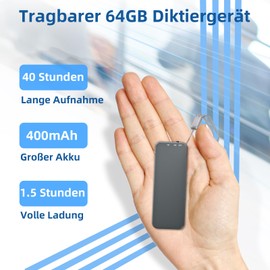 40H Voice Recorder with Noise Reduction, 64GB Howabo Recording Device with Voice Control and Metal Housing, 1536Kbps Portable Audio Recorder with USB-C Port for Lectures, Meeting, Classes