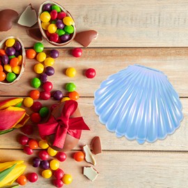 NOLITOY 10pcs Sea Shells Candy Boxes Seashell Party Favor Containers Clam Treat Holders Plastic Chocolate Box for Wedding Birthday Mermaid Party Decorations Sky-blue