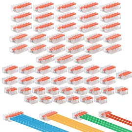 Pack of 60 Cable Connectors, 2-Pin 3-Pin 4-Pin and 5-Pin Connection Clamp with Actuation Lever, Connection Clamps, Electrical Terminals for Fixed Cable