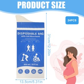 Einweg-Urinbeutel, 24 Stück Tragbarer Urinbeutel für Unterwegs 800ml, Pinkelbeutel, Gel-Urinbeutel, Reisetoilette, Notfall Toiletten, Kotztüten, Reise-Urinal für Männer, Frauen, Schwangere, Kinder