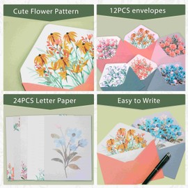 Ruled Stationery Set with 24 Sheets A5 Writing Paper and 12 Sheets Envelopes for Office, Home and School