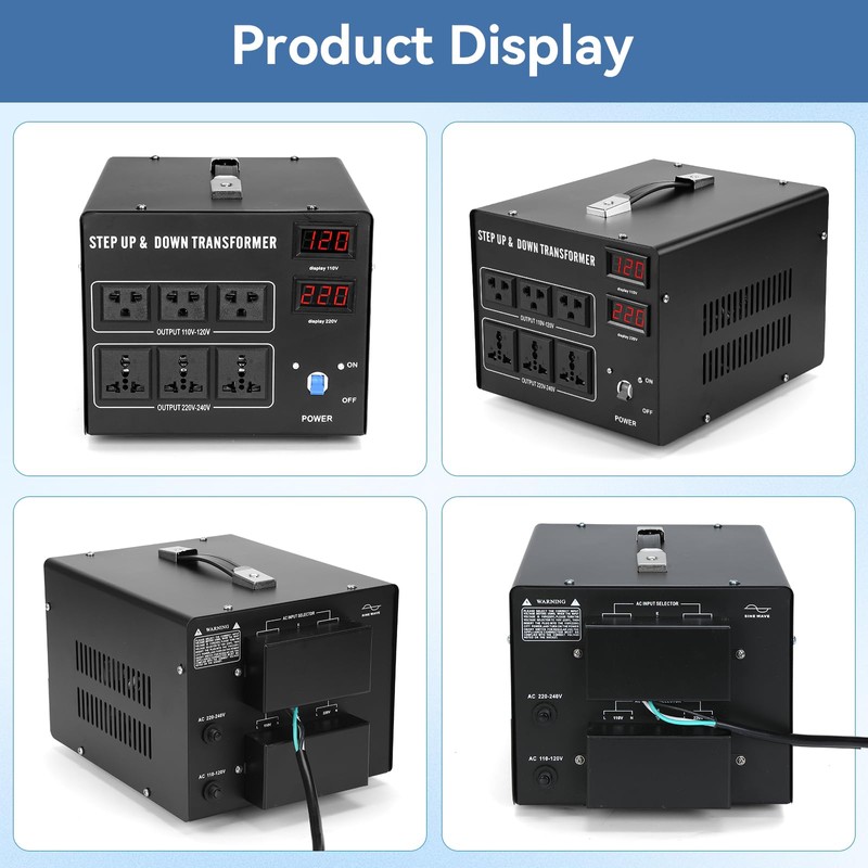 5000W Voltage Transformer Step Up/Down, 110V/220V Voltage Converter, Manual Rewiring