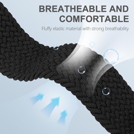 Wizvv 18 mm Braided Loop & Elastic Nylon Wristband, Compatible with Garmin Venu 3S/Venu 2S/Vivomove 3S/Vivoactive 4S, Stretchy Nylon Bracelet for Forerunner 255S/265S Men Women