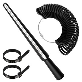 4 Pzas Herramienta de Medición de Tamaño de Anillos, Medidor de Anillos y Mandril de Plástico para Fabricación de Joyas, Regla de Circunferencia del Dedo