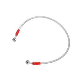 ACROPIX 70cm 27.56" 10mm ID Motorcycle Hydraulic Brake Line Oil Hose Pipe 28° 0° Stainless Steel Braided Cable for ATV Motocross Sport Bikes Silver Tone Car Parts