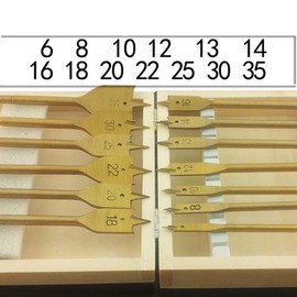 SagaSave 13 Piece High Speed Spade Drill Bit Set for Wood, Soft and Hardwood, Plasterboard, Clinker, Foam Box, Gold