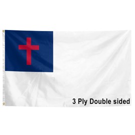 Christian Flag 3x5 Feet Double Sided 3 Ply Cross Christianity Religious Jesus Flags Banner with 2 Brass Grommets for Indoor Outdoor Party Yard Bar Garden Street Decorations