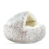Cat Bed Round Soft Plush Burrowing Cave Hooded Cat Bed