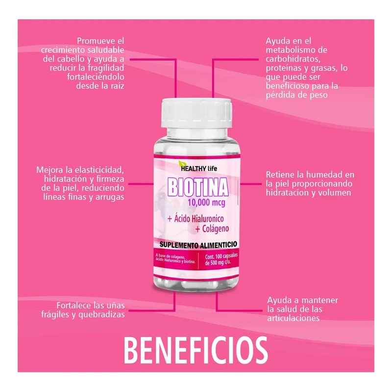 Biotina Healthy Life 100caps Para Hombres Y Mujeres