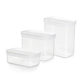 Emsa N11427 Optima 3-Piece Dry Storage Container Set, 0.45/1/1.6 Litres, Rectangular, 100% Safe, Hygienic, Safe, Space-Efficient, Fresh Seal, BPA-Free, Transparent Design