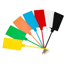 Tenshun 84 Pieces Plastic Tags Hanging Label Tags Waterproof Tags Writable Storage Tag Identification Tags Seal Tags Zip Tie Plastic Seals Shipping Tags Logistics Use with Two Permanent Marker Pens