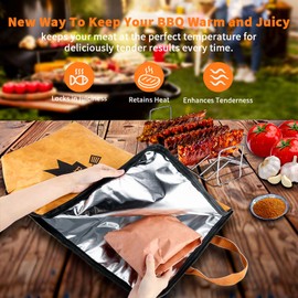 BBQ Blanket for Resting Meat,Smoker Meat Resting Blanket,Reusable Smoker Grilling Meat Insulated Resting Bag with Wide Mouth for Large Brisket/Pork Shoulders/Turkeys,Gifts for Men (BBQ Blanket 15in)