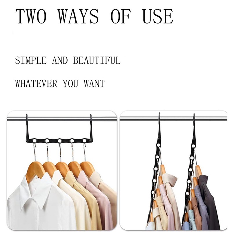 10 space saving hangers, sturdy 5-hole cascading hangers for organizing