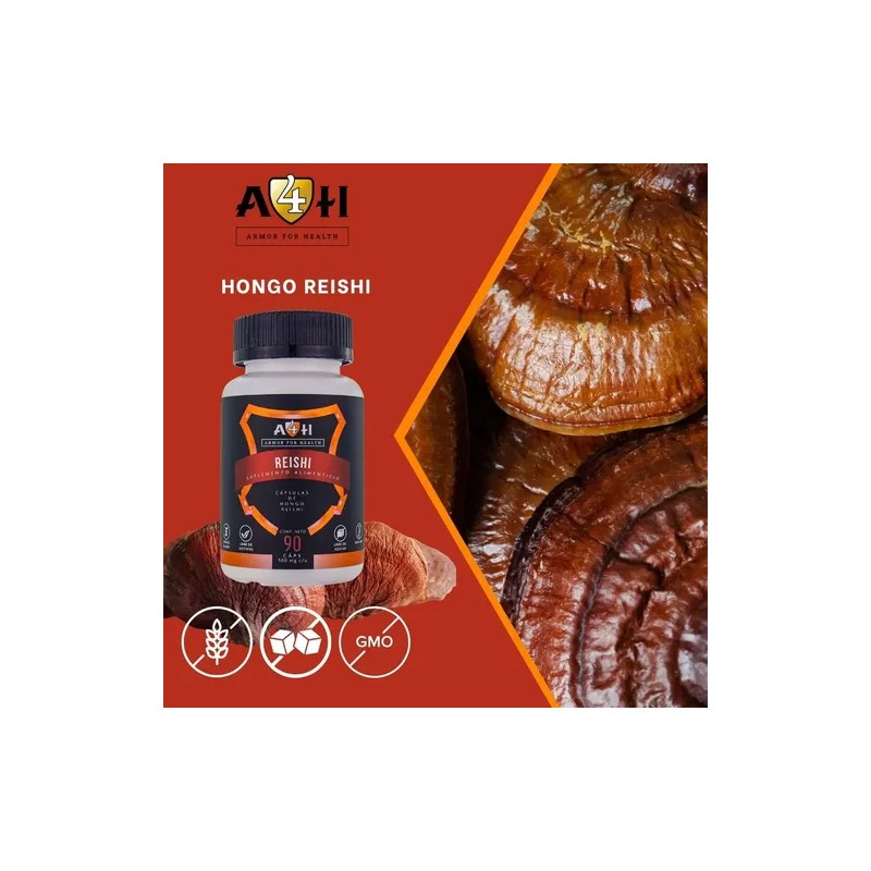 A4h Hongo Reishi 90 Cáps Antioxidante Antiinflamatorio Sabor Sin Sabor
