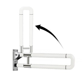 Handicap Toilet Rails Foldable Skid Resistance Handicap Bathroom Hand Grips Medical Safety Toilet Grab Bar for Disability Aid and Elderly Assistance (White-29.5inch)