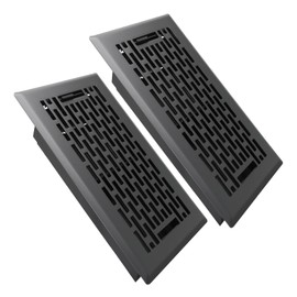 SANYCASA 2 Pack Floor Register 4x8 Inches Heavy Duty Walkable Steel Floor Vents Ease Adjust Air Flow Direction Floor Registers - Boston Design - Matte Black Air Floor Vent Covers for Room