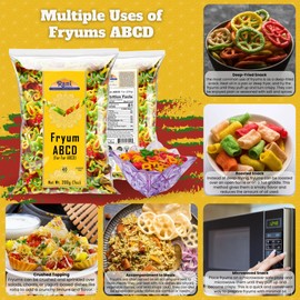 Rani Far Far/Fryums (Wheat & Tapioca Pellet) ABCD Shape 7oz (200g) ~ Vegan, Kosher, Uncooked, Used to Make Papad, Bhungra/Chip Snack
