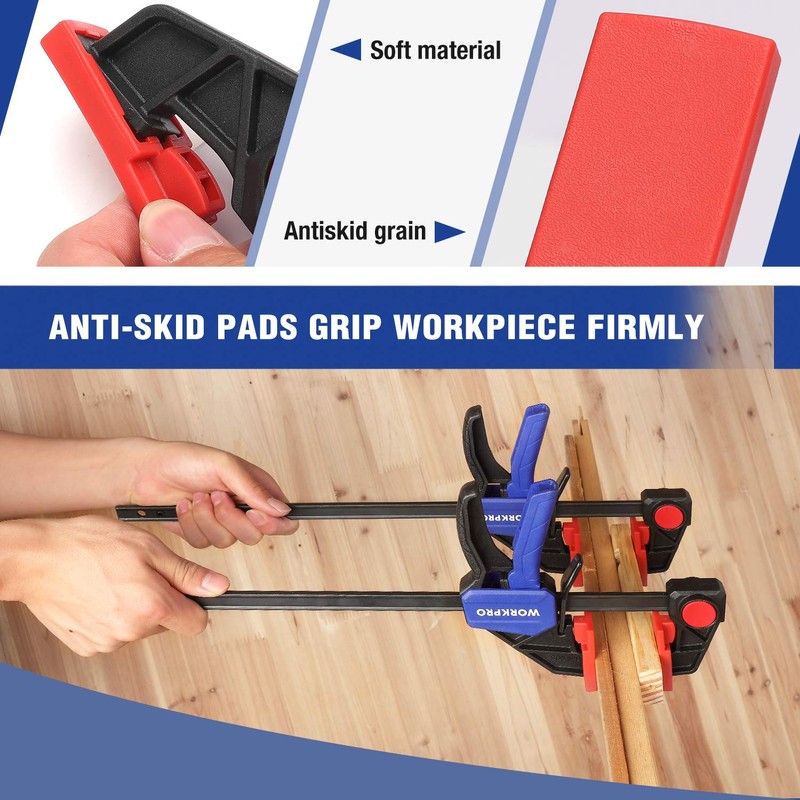 WORKPRO 12" Clamps for Woodworking 2-Pack, Quick-Release Wood Clamps/Spreader Light