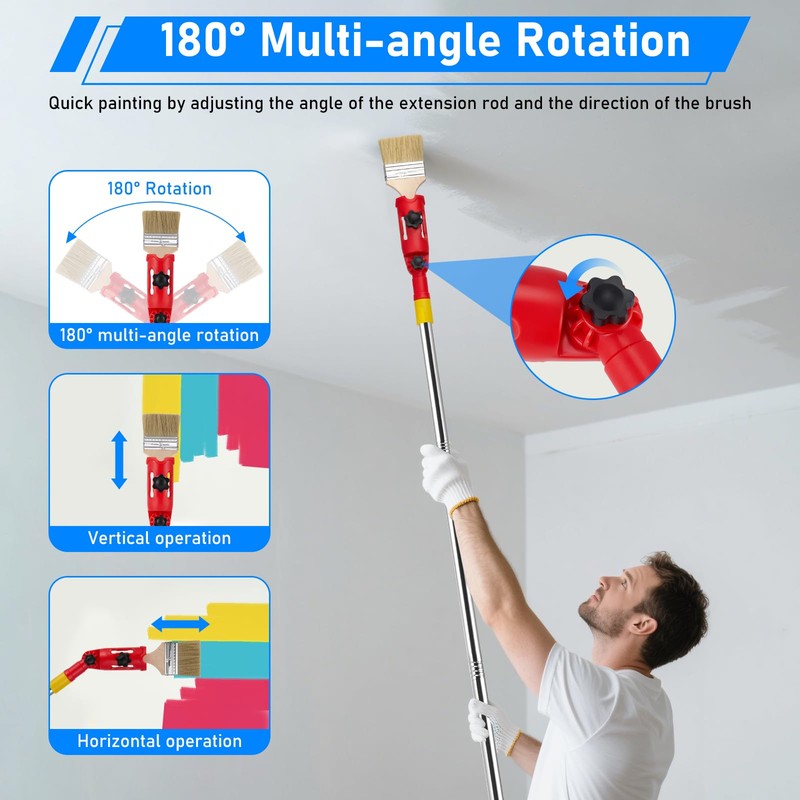 Multi-Angle Paint Roller Extension Pole Holder, Paint Brush Extender Holder