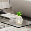 H&OUR Silver Pineapple Glass LED Lamp, Battery-Operated Crystal Decorative Light