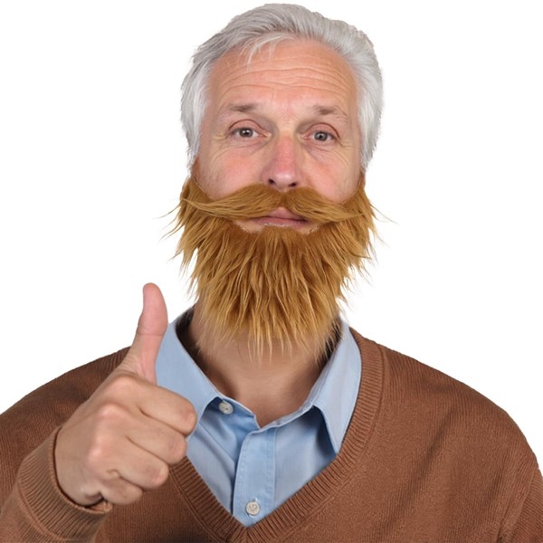 Honcloud Self-Adhesive Fake Beard with Adjustable Band, Fits Costume Matching