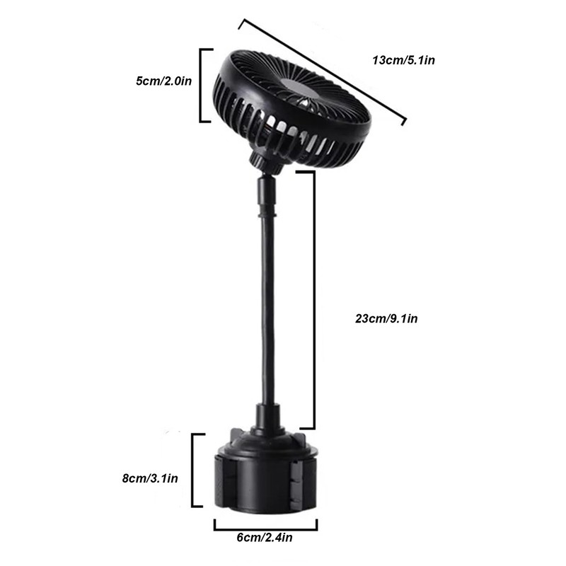Car Fan Powerful Low Noise 3 Speeds Adjustable Portable USB
