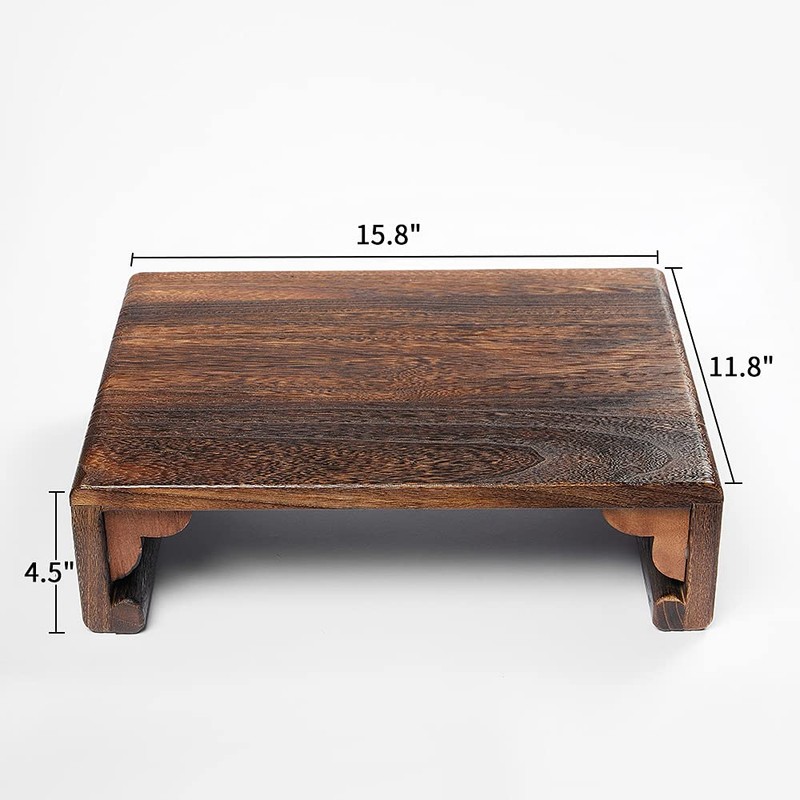 SINOBEST Low Wood Stool, Rectangular Bed Step Stool, Large Surface