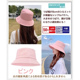 INSOCUT Women's Bucket Hat, UV Protection, Hat with Chin Strap, Fluffy, Small Face, Includes Chin Strap, Sun Protection, Pink