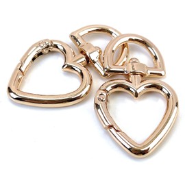 VersaKits 8 Pcs Heart Keychain Clasps Light Gold Heavy Duty Swivel Lobster Push Gate Snap Hooks Charms Trigger Clips for Purse Making