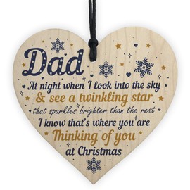 RED OCEAN Dad Memorial Gifts Christmas Tree Bauble Grave Wooden Hanging Heart Decoration Sign