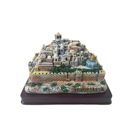 3 ARCHES USA Panoramic 3D Jerusalem Statue - Detailed Model of Israel's Holy City on Wood Base, Elegant Home Decor for Coffee Table, Home or Office (5x3.5) Pray for Peace