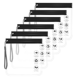 Zip Bag Aeroplane Liquids Bag 1 L, Pack of 6 TSA Approved Toiletry Bag, 1 Litre Bag Aeroplane Hand Luggage Liquids, Travel Holiday Must Haves Air Travel Accessories Essentials Gadgets, NO