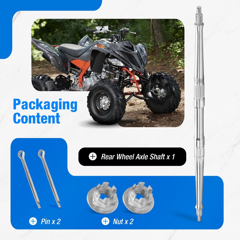 Rear Wheel Axle Shaft & Nuts for Yamaha Raptor 700