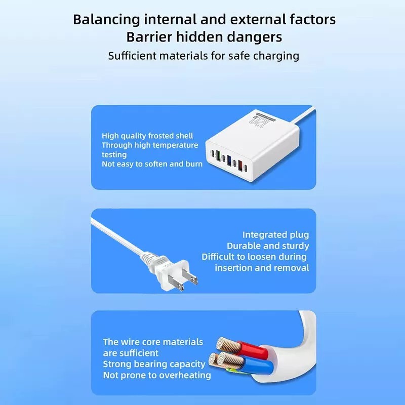 Universal 120W 6-in-1 Desktop Charger 112W Multi-Port Charging Station USB-C
