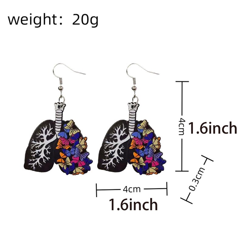 Novel Acrylic Human Lung and Butterfly Dangle Earrings - Unique