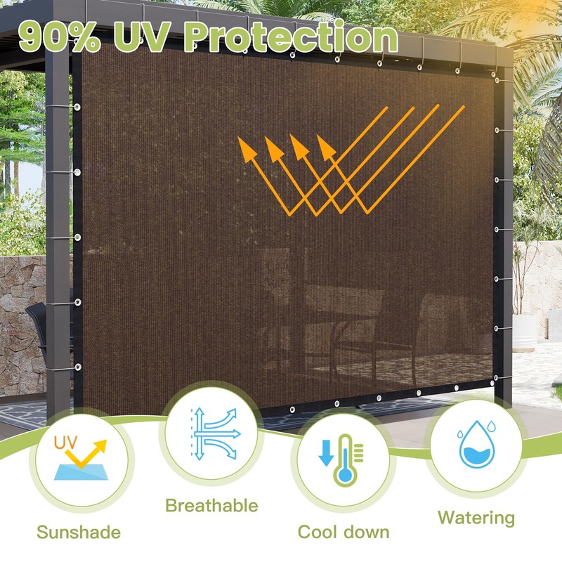 VOXBIN 90% Shade Cloth 12×20 FT with Grommets, Outdoor Sun