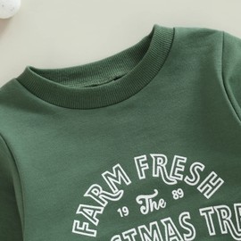 FYBITBO My First Christmas Baby Girl Boy Outfit Sweatshirt Romper Sweater Onesie Long Sleeve Bodysuit Fall Clothes (farm fresh christmas tree cut&carry,6-12 Months)