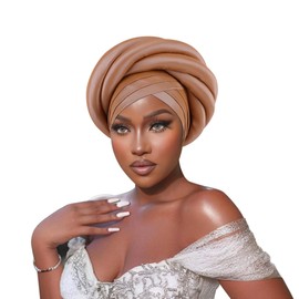 New Nigeria Heavy Industries Sponge Wrap Headcap for African Headbands Auto Gele Turban WRA (Khaki)